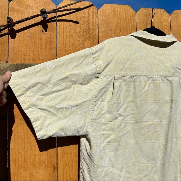 Jamaica‎ Jaxx Silk Hawaiian Shirt Mens Large Aloha Button Front Off White Cream - Picture 8 of 8